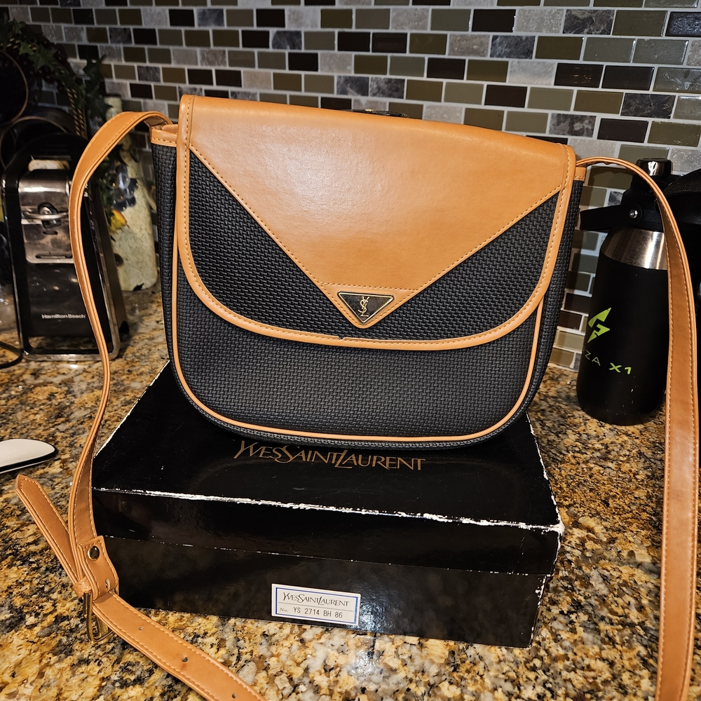 Yves Saint Laurent Tan and Black Crossbody Bag
